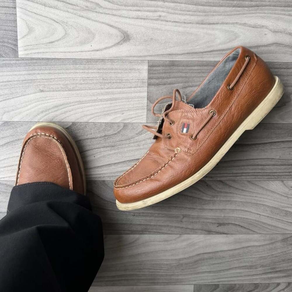 Tommy Hilfiger Boat Shoes Size 12 Brown Leather Dress Drivers
